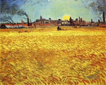 Sommerabend Weizenfeld mit Gehenden Sonne Vincent van Gogh Ölgemälde